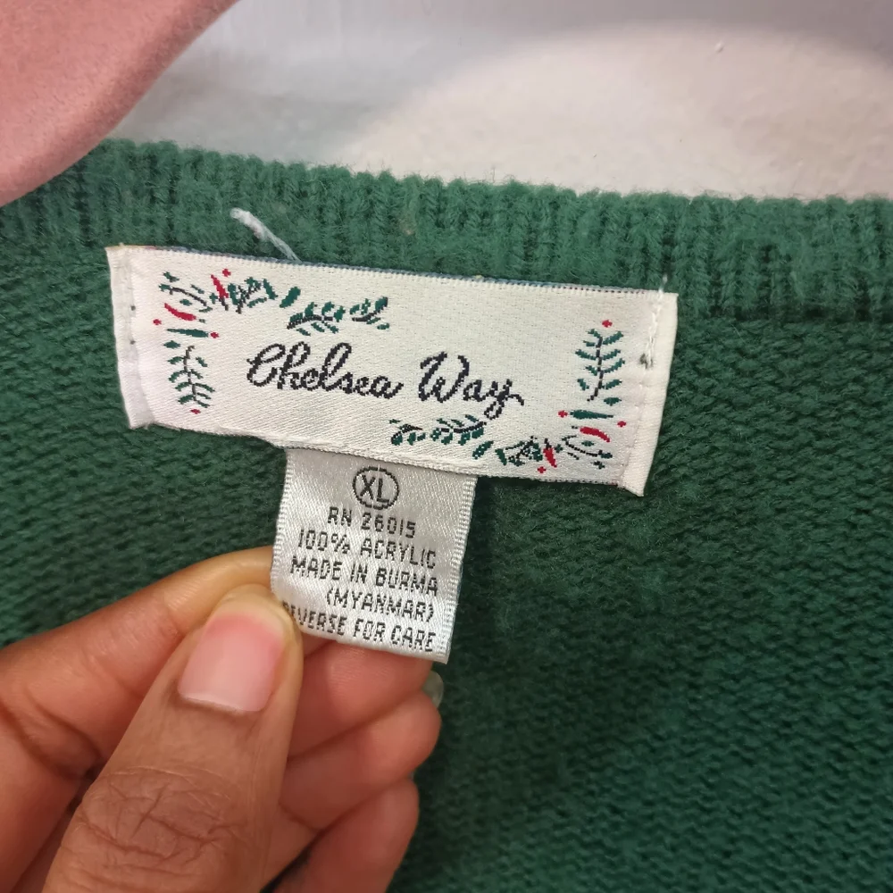 Plus size XL Women's cardigan sweater green thick warm fall winter button down - Picture 2 of 4